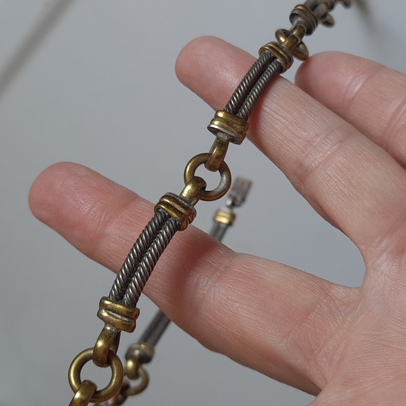 Vintage Mexico Sterling and Brass Necklace - Picture 6 of 7